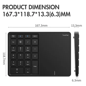 Безжична цифрова клавиатура 2.4 G със сензорен панел, Цифрова клавиатура, Bluetooth, акумулаторна цифрова клавиатура за Android, Windows и IOS