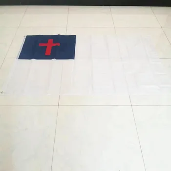 Безплатна доставка, висококачествен кристиан флаг 90x150 см, 5 *3 фута, полиестер, двойно проникване, печат, окачен кристиан флаг