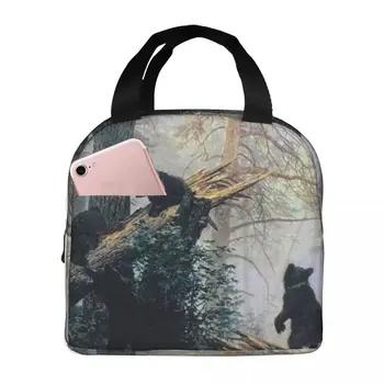 Борова гора с мечките, Преносима Изолирано Оксфорд чанта за обяд, за многократна употреба Обяд-бокс, Органайзер за обяд, Термосумка-хладилник