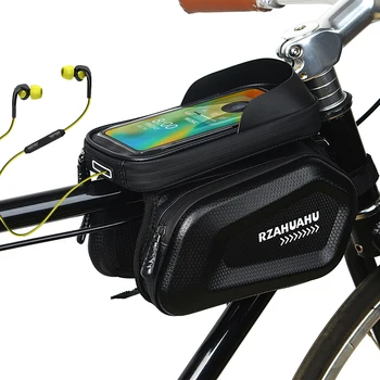 Велосипедна чанта с докосване на екрана 7 Инча, Предната тръба на рамката 2Л, Велосипедна чанта, Външна Водоустойчива Черна чанта за телефон, държач за аксесоари за Велосипеди