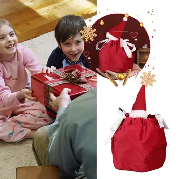 Весел Коледен Подаръчен Пакет Бонбони Коледа Ябълка Velvet Дантела Нови Чанти Коледни Торбички за Опаковане на Подаръци За Сватбеното Тържество T2G5