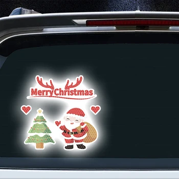 Весела Коледа, Сърца, Дядо Коледа и Снежен човек, Светоотражающая стикер за прозореца на колата, Нощен Светоотражающая стикер, интериор на фестивала