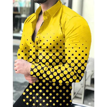 Висококачествена мъжка проститутка, риза с забелязан шарките и принтом, есенна тънка градинска мода мъжка риза формата монтиране намаляване на 2023 г.