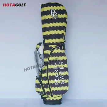 Водоустойчива и лесна чанта за голф ПГ на жълта и черна ивица, женствена чанта за голф