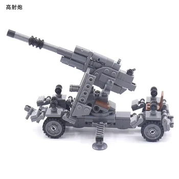 Втората световна война WW2 армейските военни войници 8 мм оръдие пистолет DIY модел строителни блокове тухли играчки за подарък