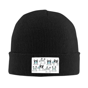 Вязаная капачка френски булдог, шапки, зимни шапки, топли шапки за любителите на кучета в стил хип-хоп, мъжки и женски