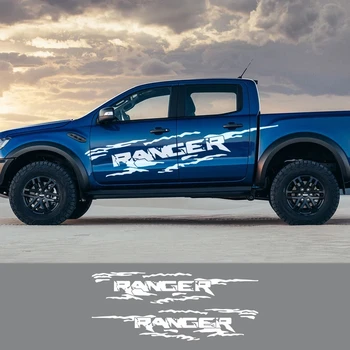 Голям Размер на 2 бр. За Ford Ranger Raptor Пикап Офроуд етикети За стайлинг на автомобили Стикери на страничните врати Графика Декор на купето Аксесоари за Автомобили
