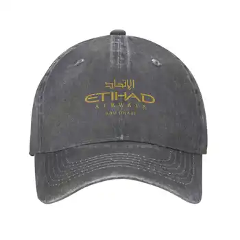 Графична шапка с логото на Etihad Airways, висококачествен деним, шапка, Вязаная капачка, бейзболна шапка