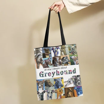 Дамски Холщовая чанта Yikeluo Greyhound, Подарък чанта за любителите на Австралийската хрътки, по-Голямата Голям Продуктова чанта, Чанта през рамо