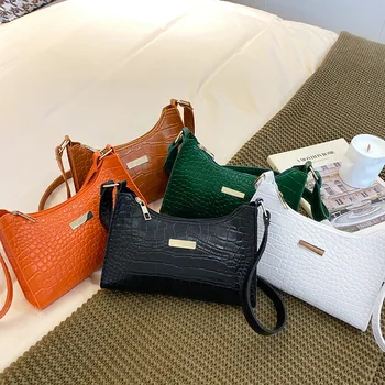 Дамски чанта на едно рамо, подмишница, луксозна дамска чанта, Нова популярната чанта-месинджър с шарките на крокодилска кожа, модерен универсални чанти за