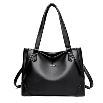 Дамски чанти от мека кожа, реколта однотонная чанта през рамо, луксозен дизайнерски дамски чанти-месинджър голям капацитет