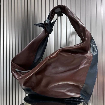 Дамски чанти-скитници, с Голям капацитет, Луксозни Дизайнерски чанти и портмонета 2023 година на Издаване, Новост от изкуствена кожа, изработена каишка с възел под мишниците, презрамка