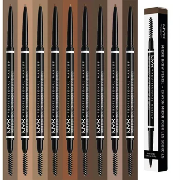 Двустранен молив за вежди Mico - Тънък връх и шапките - Водоустойчив и издръжлив - Черна козметика за вежди