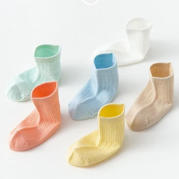 Детски чорапи от 0 до 5 години, сезон пролет-лято за по-малките момчета и момичета, памучни дишащи меш тънки меки сладки чорапи, бебешки чорапи