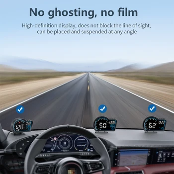Дигитален автомобилен скоростомер HUD-автоматична корекция на чувствителността, Мултифункционален дисплей, аларма, USB захранване