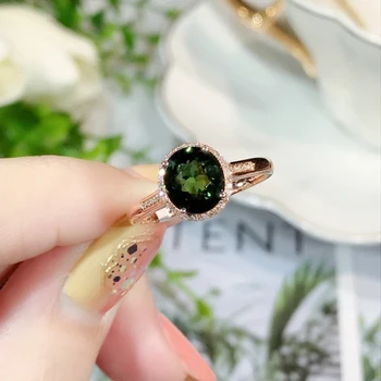 Дизайнерски оригинална новост От зелен скъпоценен камък диамант, Блестящи кръгли пръстени за жени, Регулируема Чар, Банкетни Сребърни бижута
