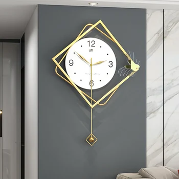 Дизайнерски стенни часовници с махало в хола Естетичен Златист Цвят, Модерните стенни часовници Европейската Лукс Reloj Decorativo Room Decor