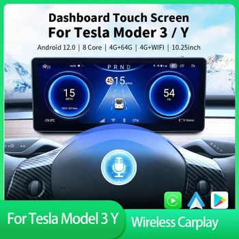 Дисплей на Централната конзола, таблото за Tesla Model 3 Y, 10,25-инчов Безжичен Carplay Andriod 12, Android, автоматично дисплей, 4G Carplay