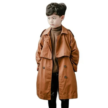 Дълго яке за момчета, връхни дрехи, обикновена палто за момчета, детско палто в разговорния стил, есенно-зимни детски дрехи