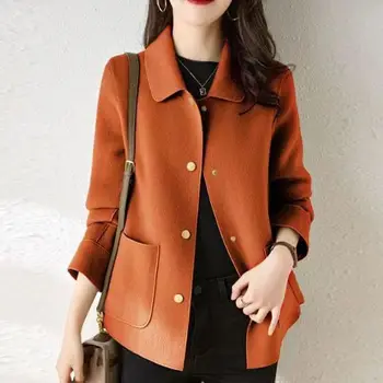 Есенно-Зимния Вълна палто за Жени, Изолирана Корейски Модни Топли Блейзери с яка 