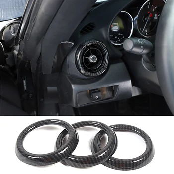 За 2016-2023 Mazda MX-5 ABS въглеродни влакна таблото на автомобила воздуховыпуск декоративно пръстен стикер аксесоари за интериора на колата 3шт
