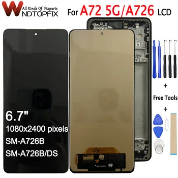 За Samsung Galaxy A72 5G LCD Сензорен дисплей, Дигитайзер За Samsung A72 5G LCD A726 SM-A726B SM-A726B/DS LCD дисплей, Без пръстови отпечатъци