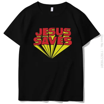 Забавна мъжка тениска Jesus Saves, графични тениски Унисекс, лятна мъжка тениска с къс ръкав в стил Харадзюку, градинска мъжки дрехи