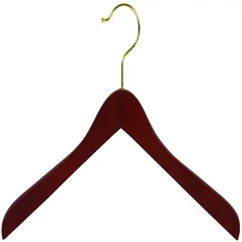 Закачалка дървена с вдлъбнати върхове / закачалка за палто, гайка от месинг фитинги, кутия от 24 теми