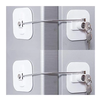 Заключване за хладилник Заключване за мини-хладилник с ключ за възрастни Заключване за врати на хладилни шкафа (бял, 2 опаковки)
