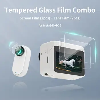 Защитни фолиа за екрана и лещи, изработени от закалено стъкло за Insta360 Go 3 Hd-съвместими аксесоари, за защита от надраскване от прозрачно фолио