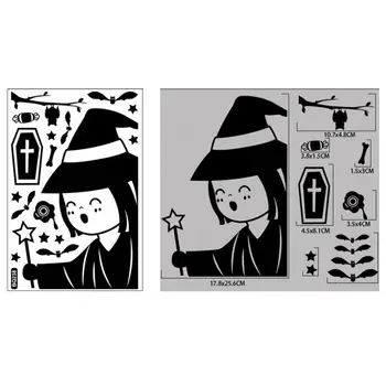 Изящната изработка на прозореца призрачен Хелоуин етикети Хелоуин етикети призраци, вещици, скелети здрав партия за многократна употреба