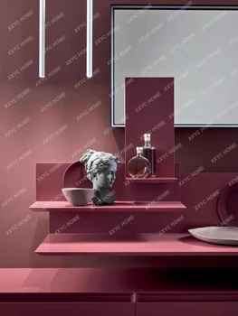 Индивидуален прост, модерен, естествен Дъбов шкаф за баня Комбинация от Мивка за баня Pink тенис на таза от масивна дървесина Умен стенен шкаф