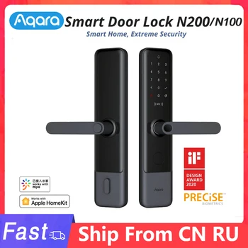 Интелигентна Система за Заключване на вратите Aqara в n100 N200, заключване на пръстови отпечатъци, подходящ за отключване с парола Bluetooth и NFC, Работи с комплекти Mi Home HomeKit Smart Home