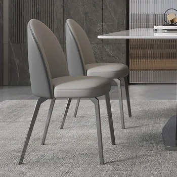 Италиански минималистичен стол за хранене, модерен минималистичен стол с облегалка, Луксозна кожа art стол за домашно ресторанта Nordic