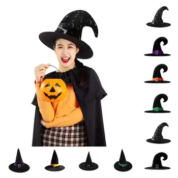 Кадифе шапка Вещица-магьосник на Хелоуин в Разговорния стил, сатен лента, позлата, ъгъл на огъване, подпори за костюми, Карнавальная парти