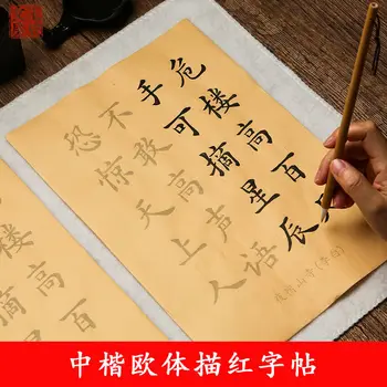 Китайската пятисимвольная литература студенти трейс red практикува каллиграфию в европейски стил и комплект за калиграфия начинаещи копиране оризова хартия