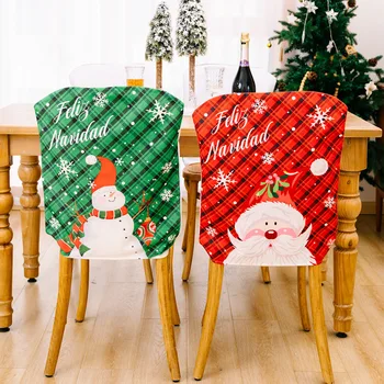 Коледен калъф за стол, червен и зелен Калъф за стол във формата на снежинки, Снежен човек, калъф за стол за възрастни хора, Домашна атмосфера, Декоративен калъф за стол