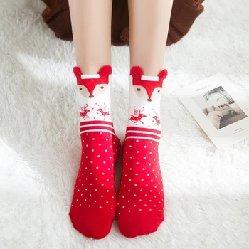 Коледни чорапи памук с красиви мультяшными коледни чорапи, бижута, Есен-зима, Дамски чорапи, Подаръци за Нова Година и Коледно парти
