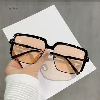 Корейската версия Квадратни Слънчеви очила За мъже И жени, Vintage слънчеви очила за шофиране с жълти лещи, Модни Градинска облекло очила