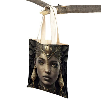 Красивата Принцеса На Древен Египет, На Женската Чанта-Тоут На Рамото С Двойно Принтом, Дамски Чанти, За Пазаруване, Множество Холщовая Чанта За Пазаруване
