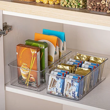 кухненски контейнер за съхранение, Прозрачни пластмасови кутии за съхранение, удобен за носене Контейнер за съхранение на рафтове, плотове, пералня