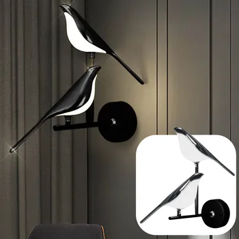 Лесна Led монтиран на стената лампа Magpie Bird Модел Лампа-сутиени Модерно вътрешно осветление на Домашната Кухня Нощно шкафче Спалня хол