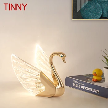 Лидице Съвременна настолна лампа с Лебед, Творчески Златен настолна лампа, Декорация за дома, Спални