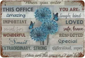 Лидице табела с пеперуда, когато влезете в този офис, надпис с лозунг, монтиран на стената артистичен интериор, Реколта лидице знак, Офис подаръци, подаръци за приятели