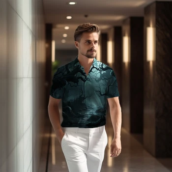 Лятна Освежаваща и удобна Мъжка риза с къс ръкав, риза с 3D-принтом 