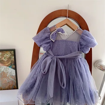 Лятна рокля за момичета от марля на окото принцеса 2023, Уважаеми ежедневното прости дрехи за момичета, рокли за момичета в цветенце