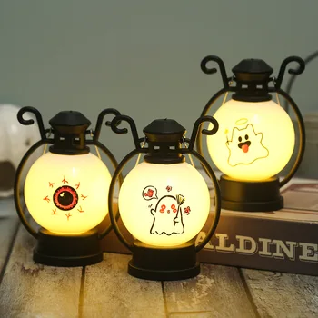 Малка лека нощ на Хелоуин Преносим фенер Електронна лампа с led батерия Украса за Хелоуин за домашно парти Подпори