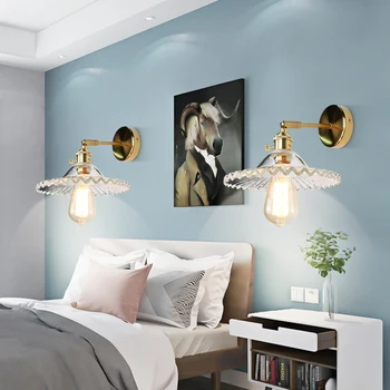 Модерен LED Месинг Стъклена Лампа, монтиран на стената Лампа С Ключ, Нощни Фон За Спални, монтиран на стената Лампа, Просто Огледало За Коридор, Предни Светлина