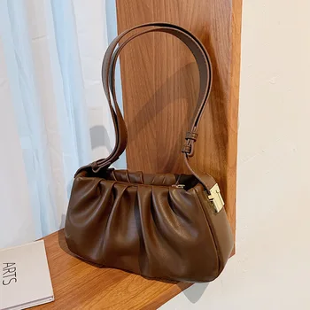 Модерна дамска чанта за през рамо в ретро стил: уникален дизайн, лятна мода, стилна и минималистичная плиссированная чанта през рамо за луксозен начин на