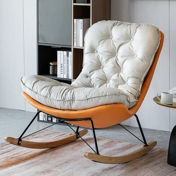Модерни кожени столове за всекидневна, лека Луксозно обзавеждане за хол, Скандинавски Мързелив диван, люлеещ се стол, стол за почивка, на дома на балкона L